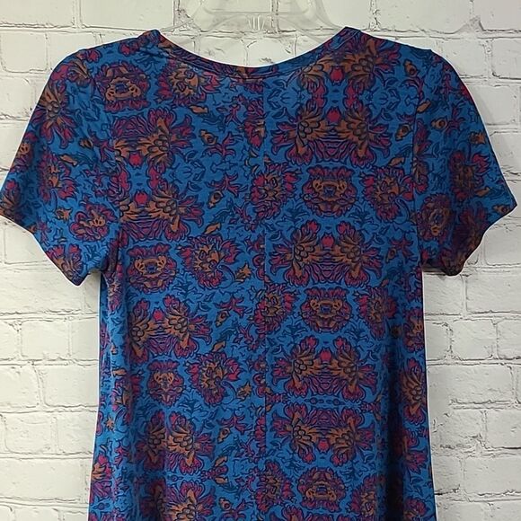 LuLaRoe Carly Dress Teal Floral Print Midi Pocket Hi-Low Butter Soft Casual - Picture 4 of 8